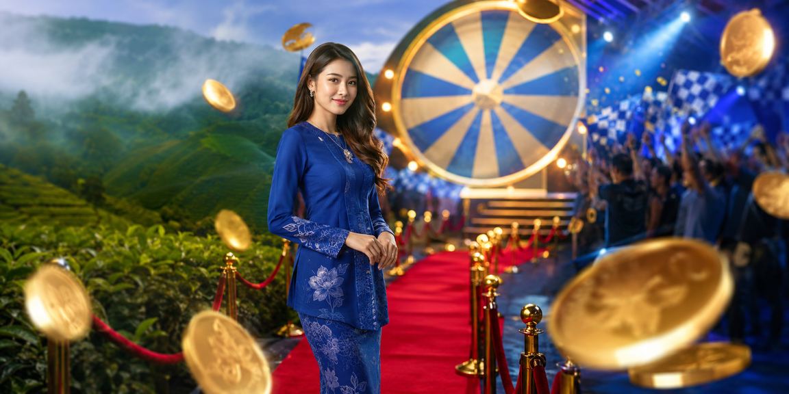 Permainan rolet tradisional Malaysia dengan pemain mengenakan baju kurung