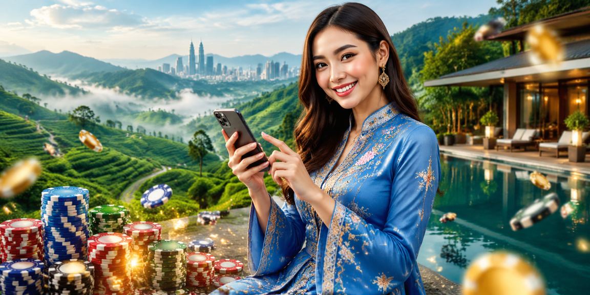 Pemain Malaysia dalam baju kurung menikmati pelbagai permainan kasino dalam talian dengan telefon